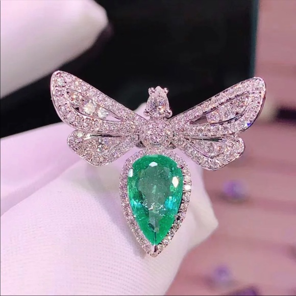 New 925 Silver Beautiful Dragon Fly Zircon New - Picture 3 of 4